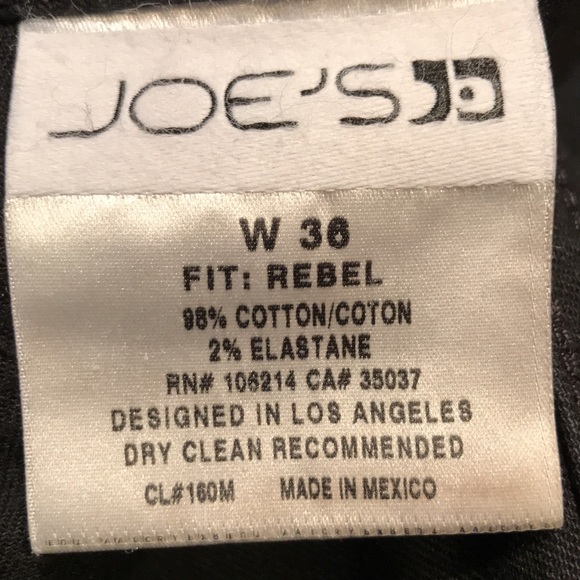 JOE’S 36 REBEL FIT BLACK STRETCH COTTON ELASTANE - Picture 5 of 6